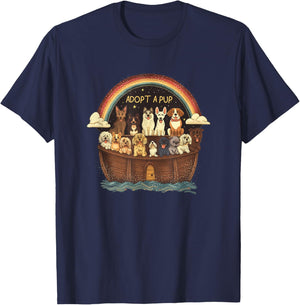 Noah's Ark Dogs Breeds Religious Christian Dog Lover Bible Men Women T-Shirt - T-Shirt | Navy