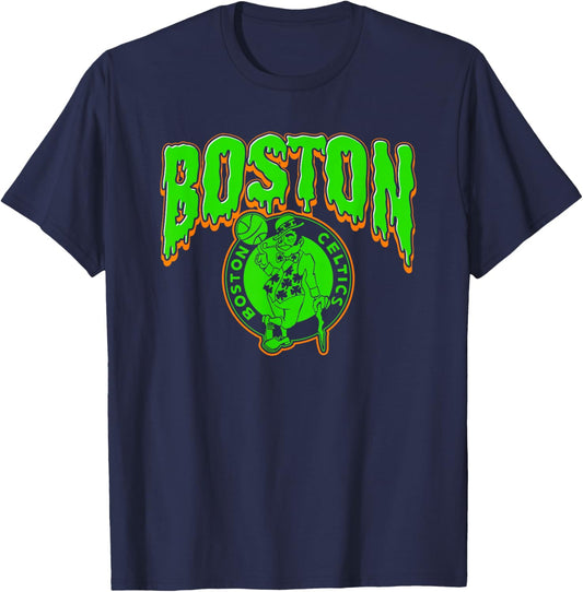 NBA Boston Celtics Halloween Scary Logo T-Shirt - T-Shirt | Navy