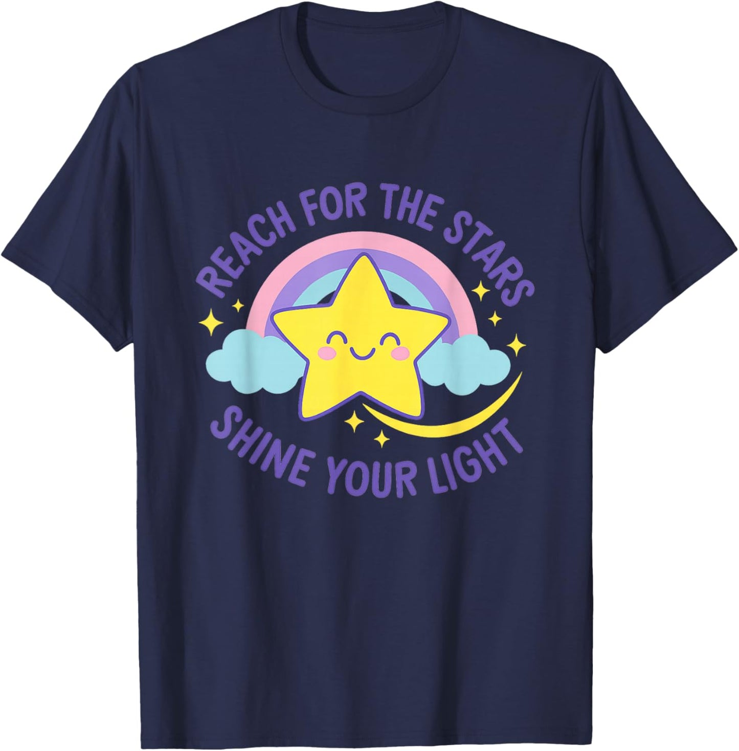 Cheerful Smiling Star Inspirational Stars and Rainbows Dream T-Shirt - T-Shirt | Navy