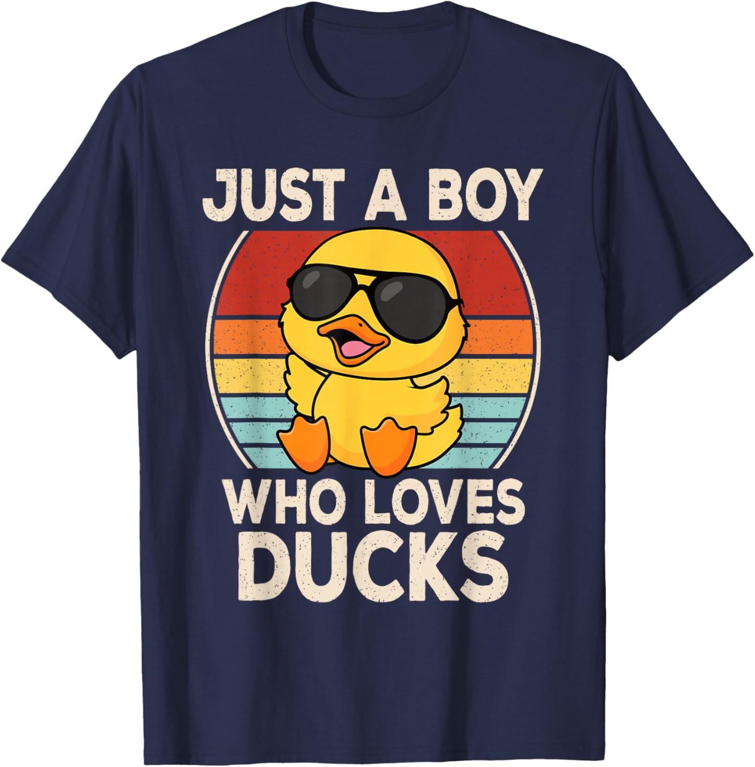 Just A Boy Who Loves Ducks Retro Duck Lover Boys Kids T-Shirt - T-Shirt | Navy