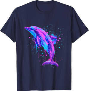 Sea Ocean Dolphin Artwork Dolphin Ocean Sea Animal Lover T-Shirt - T-Shirt | Navy