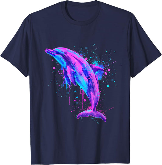 Sea Ocean Dolphin Artwork Dolphin Ocean Sea Animal Lover T-Shirt - T-Shirt | Navy