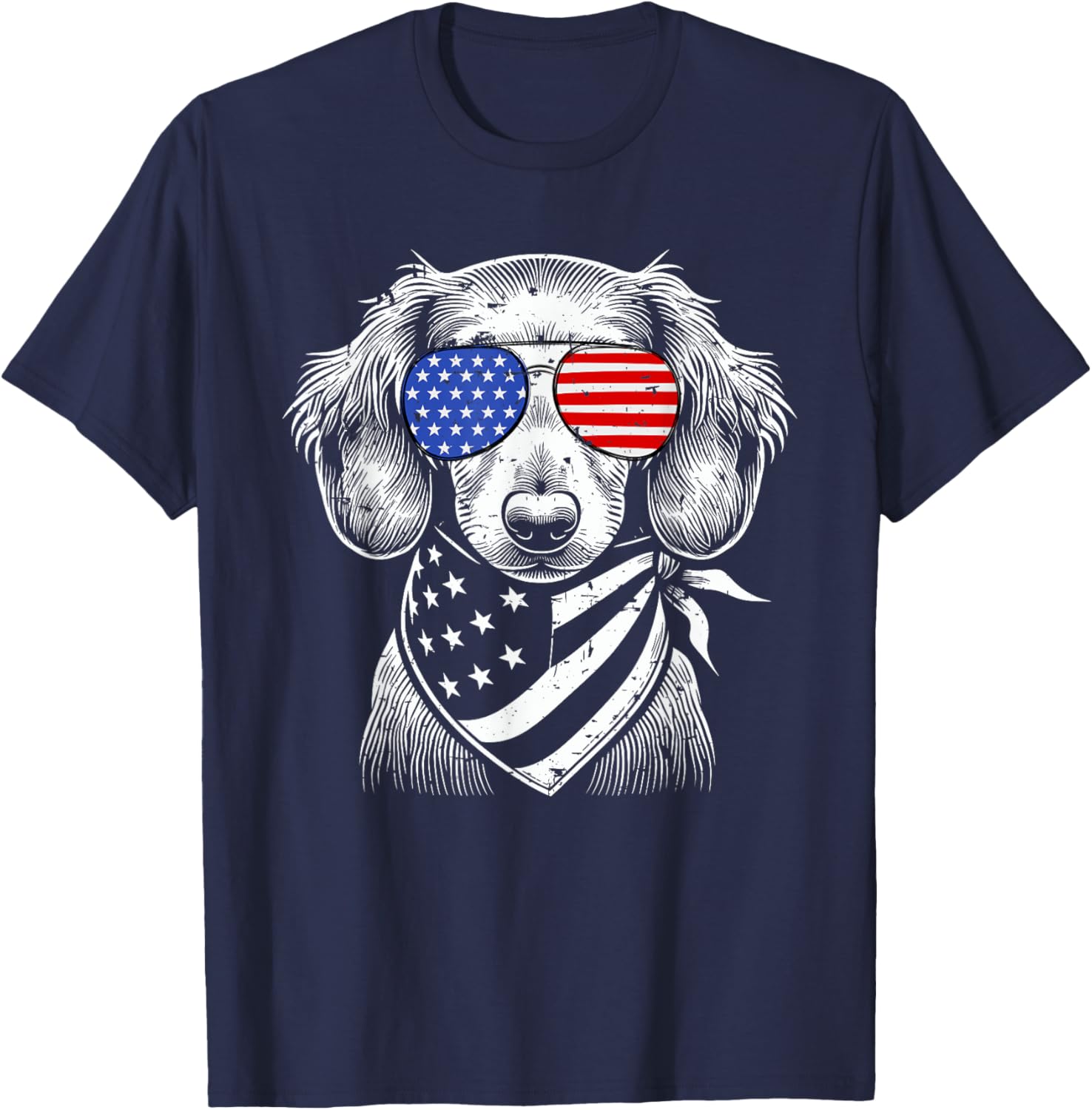 Dachshund Wiener Dog Patriotic 4th of July American US Flag T-Shirt - T-Shirt | Navy