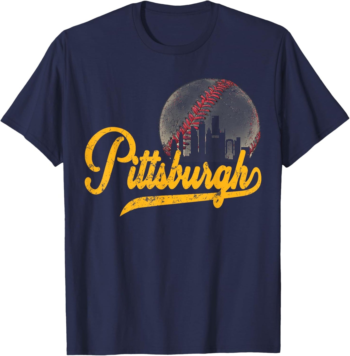 Pittsburgh Jersey Style Shirt Vintage Pittsburgh Skyline T-Shirt - T-Shirt | Navy