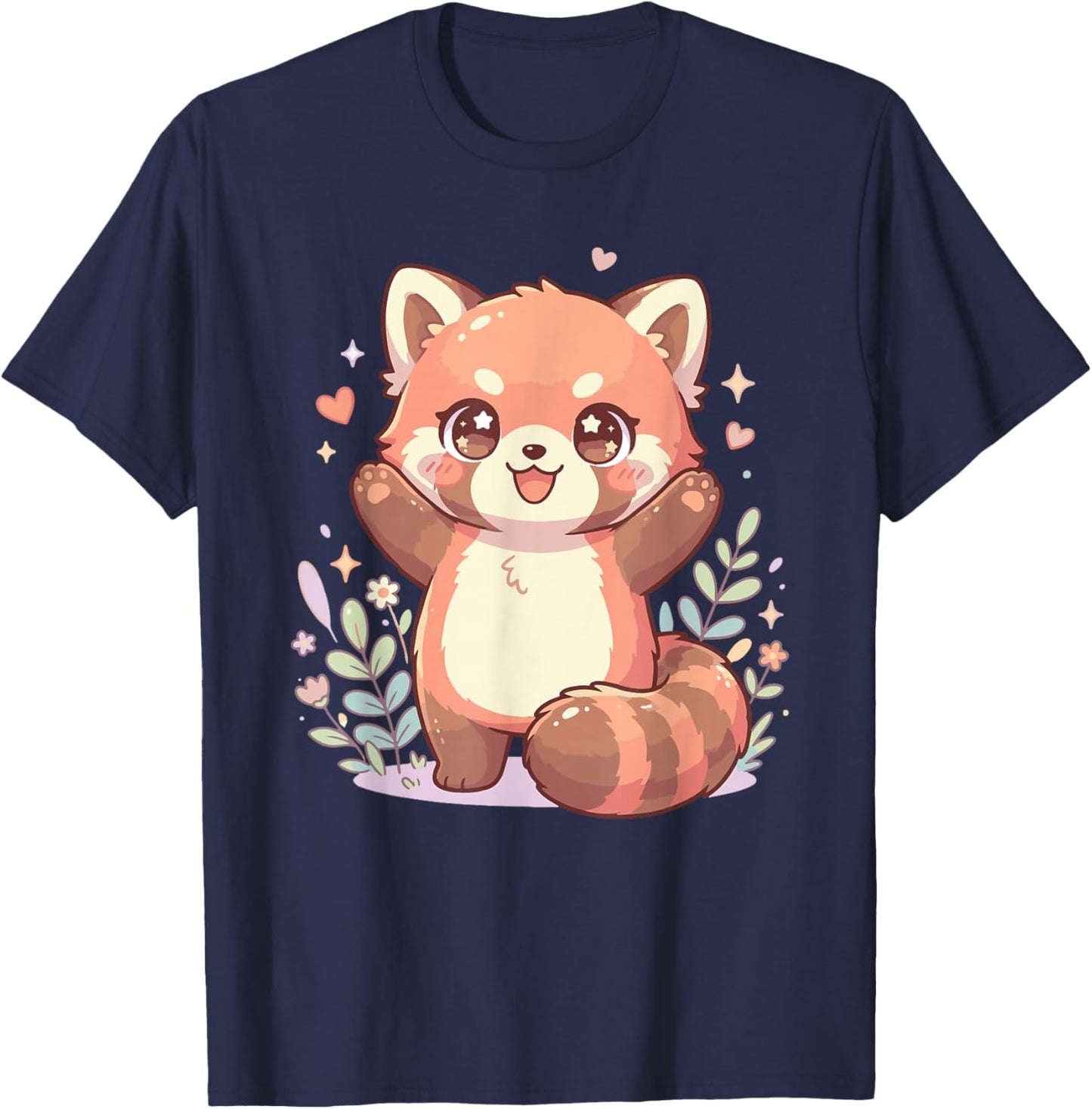 Kawaii Red Panda Paws Hands Up Cute Red Panda T-Shirt - T-Shirt | Navy
