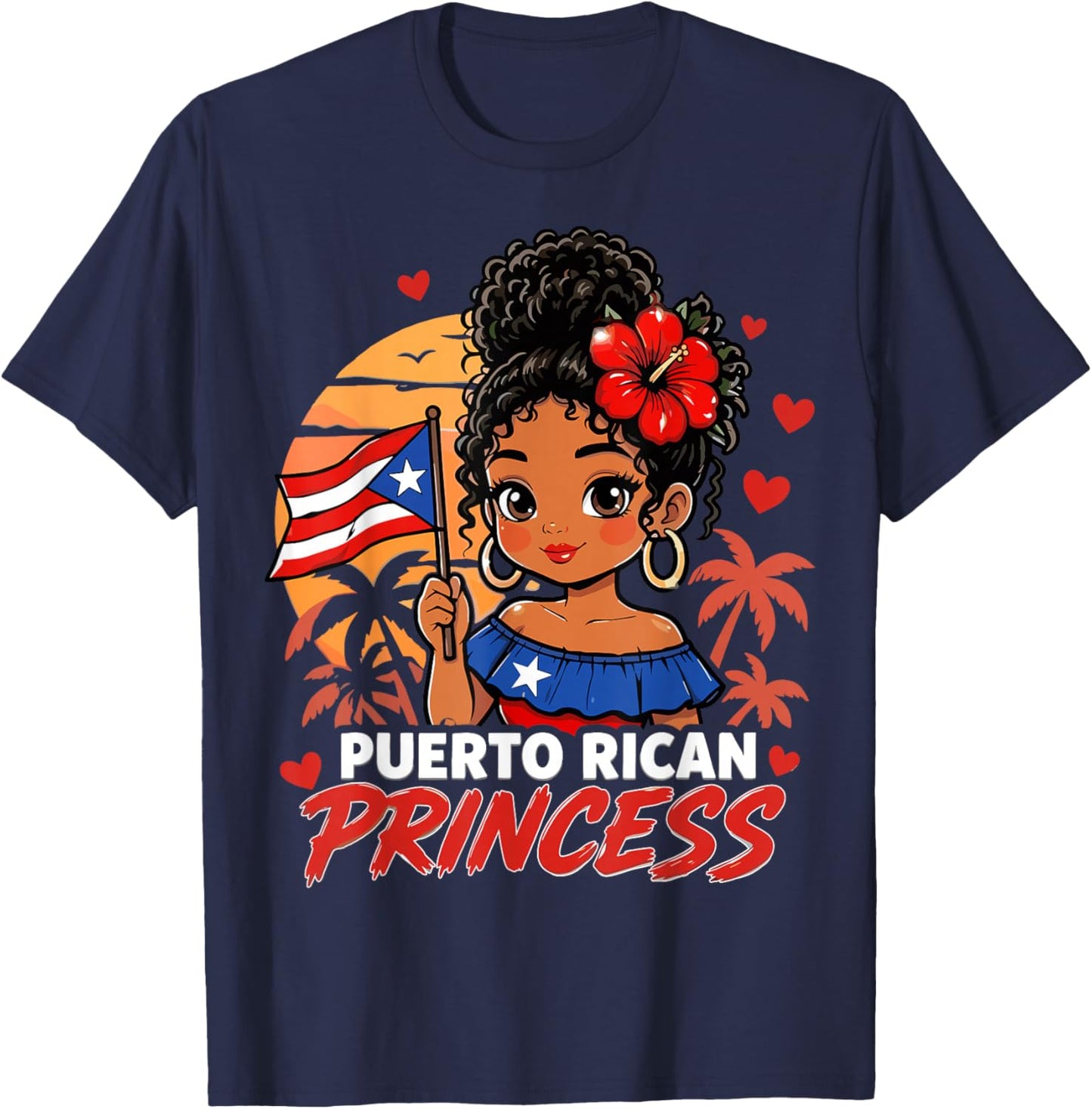 Puerto Rico Hispanic Heritage Cute Puerto Rican Princess T-Shirt - T-Shirt | Navy