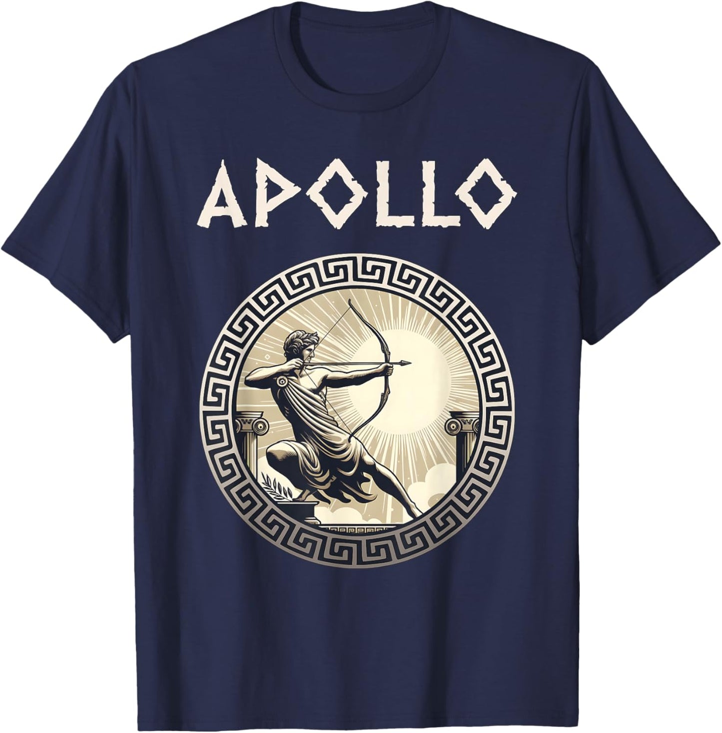 Agema Apparel Apollo Greek God of Archery Music and Light , Small, Black T-Shirt - T-Shirt | Navy