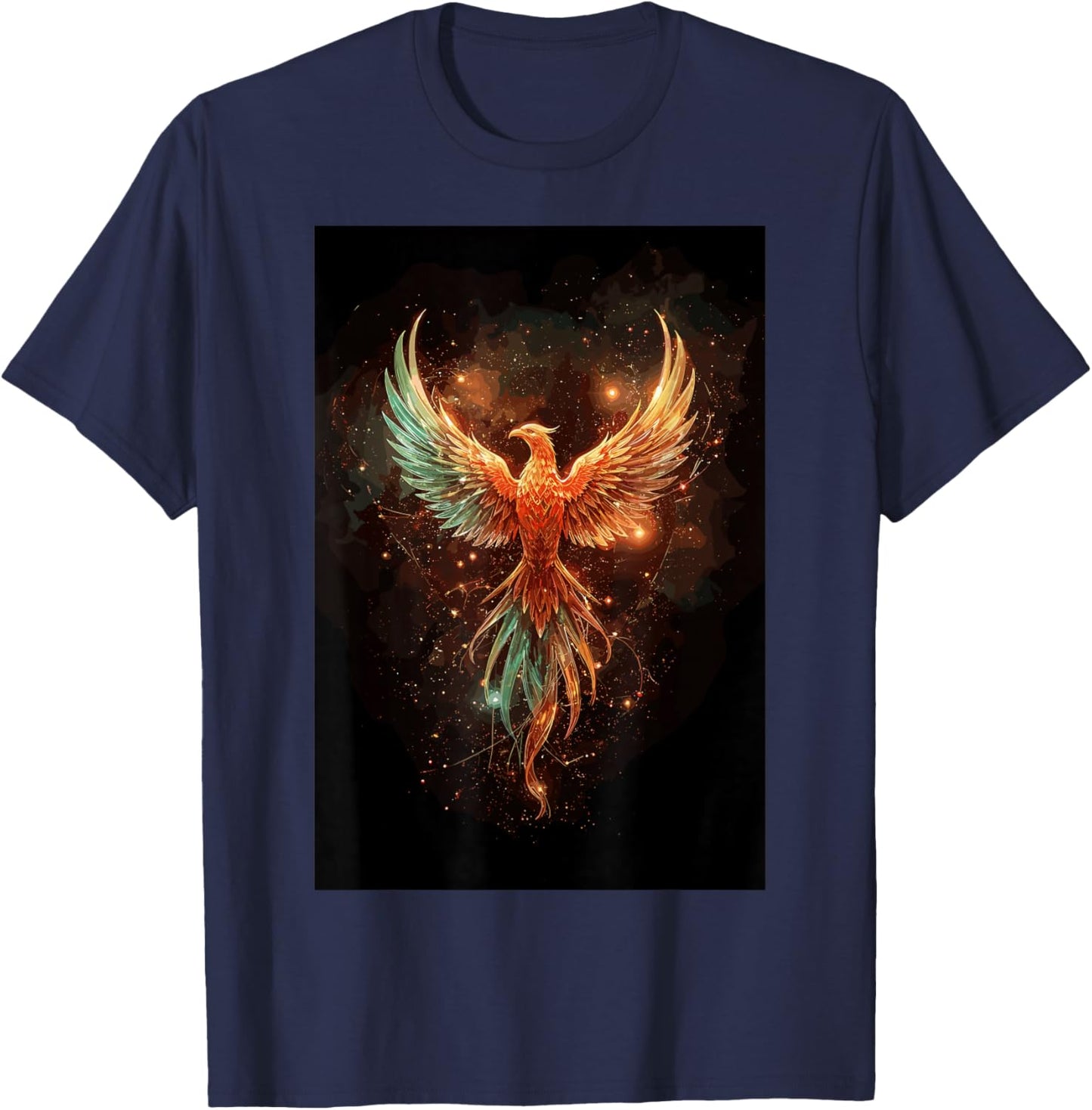 Phoenix Spirit Space Sky Firebird Mythical Symbol of Renaissance T-Shirt - T-Shirt | Navy