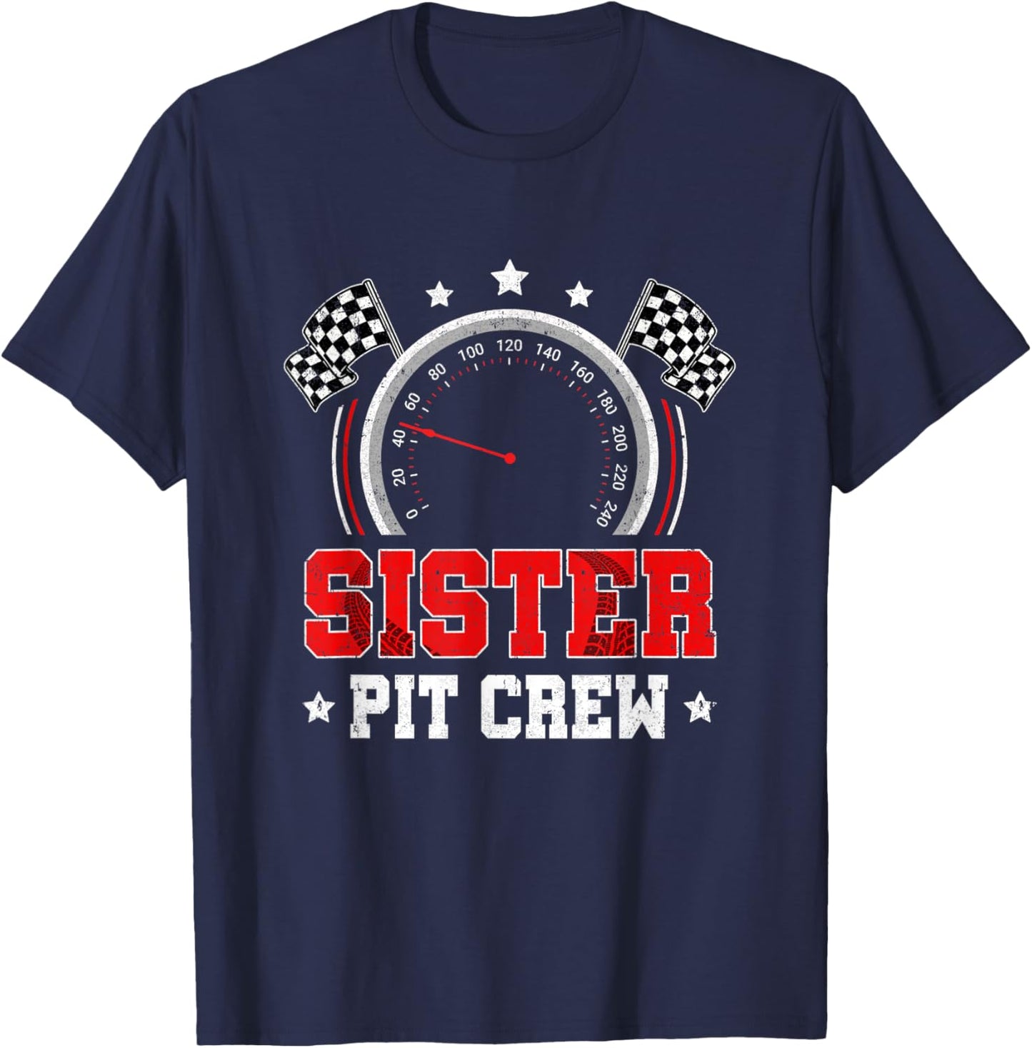 Sister Pit Crew Race Car Birthday Party Racing Family T-Shirt - T-Shirt | Navy
