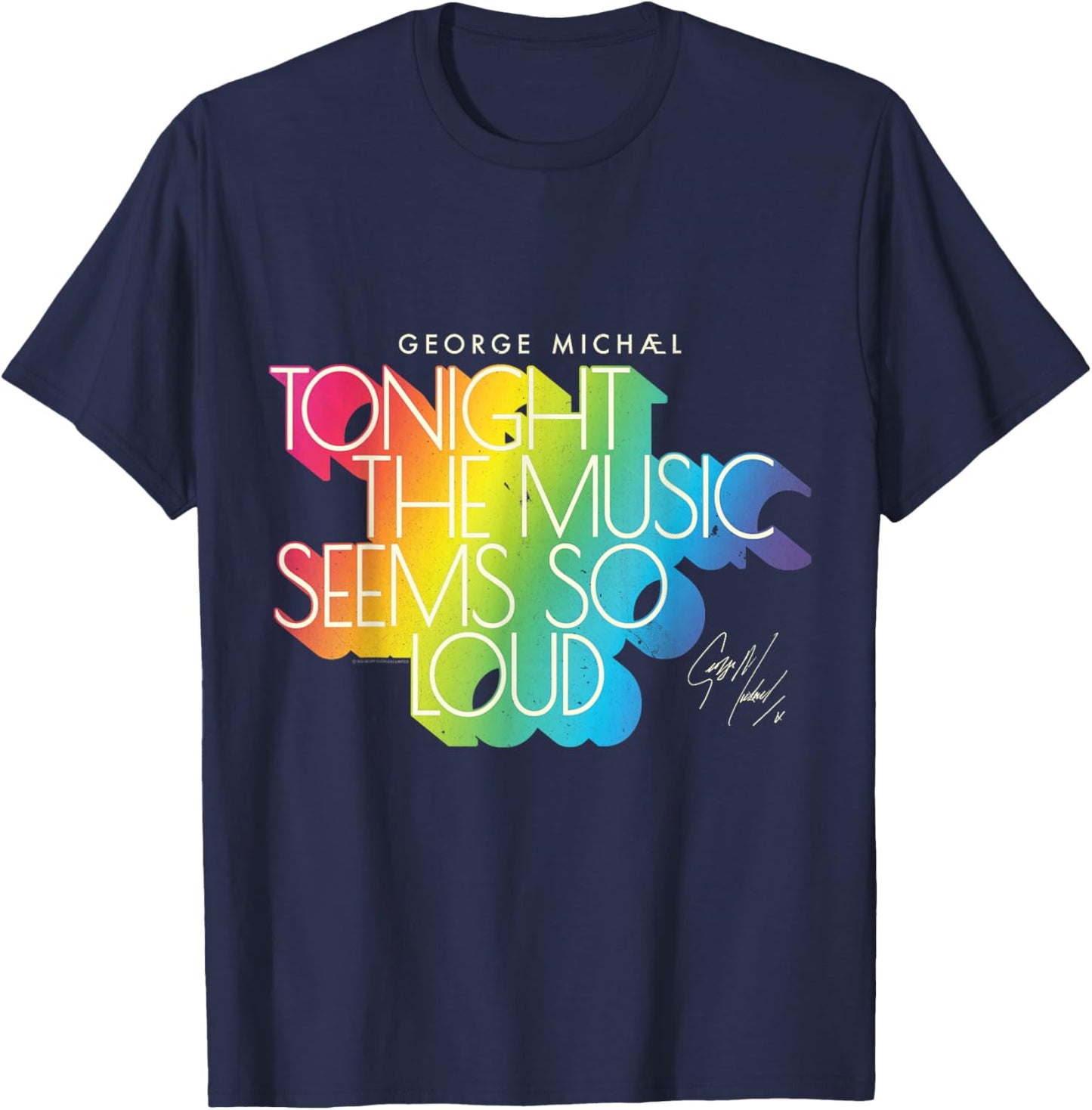 George Michael Tonight The Music Retro Rainbow (Light) T-Shirt - T-Shirt | Navy