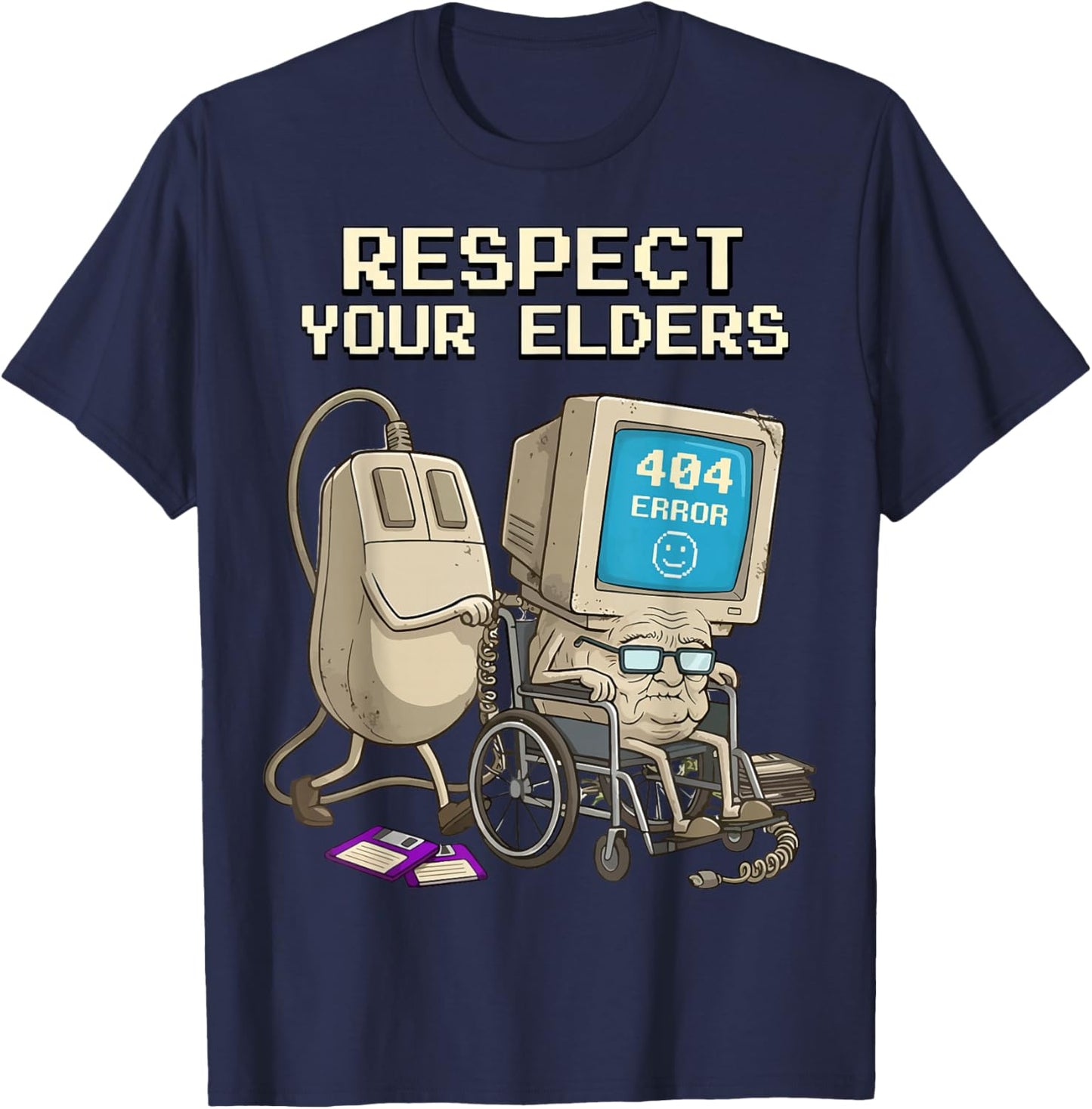 Respect Your Elders Retro 80s T-Shirt - T-Shirt | Navy