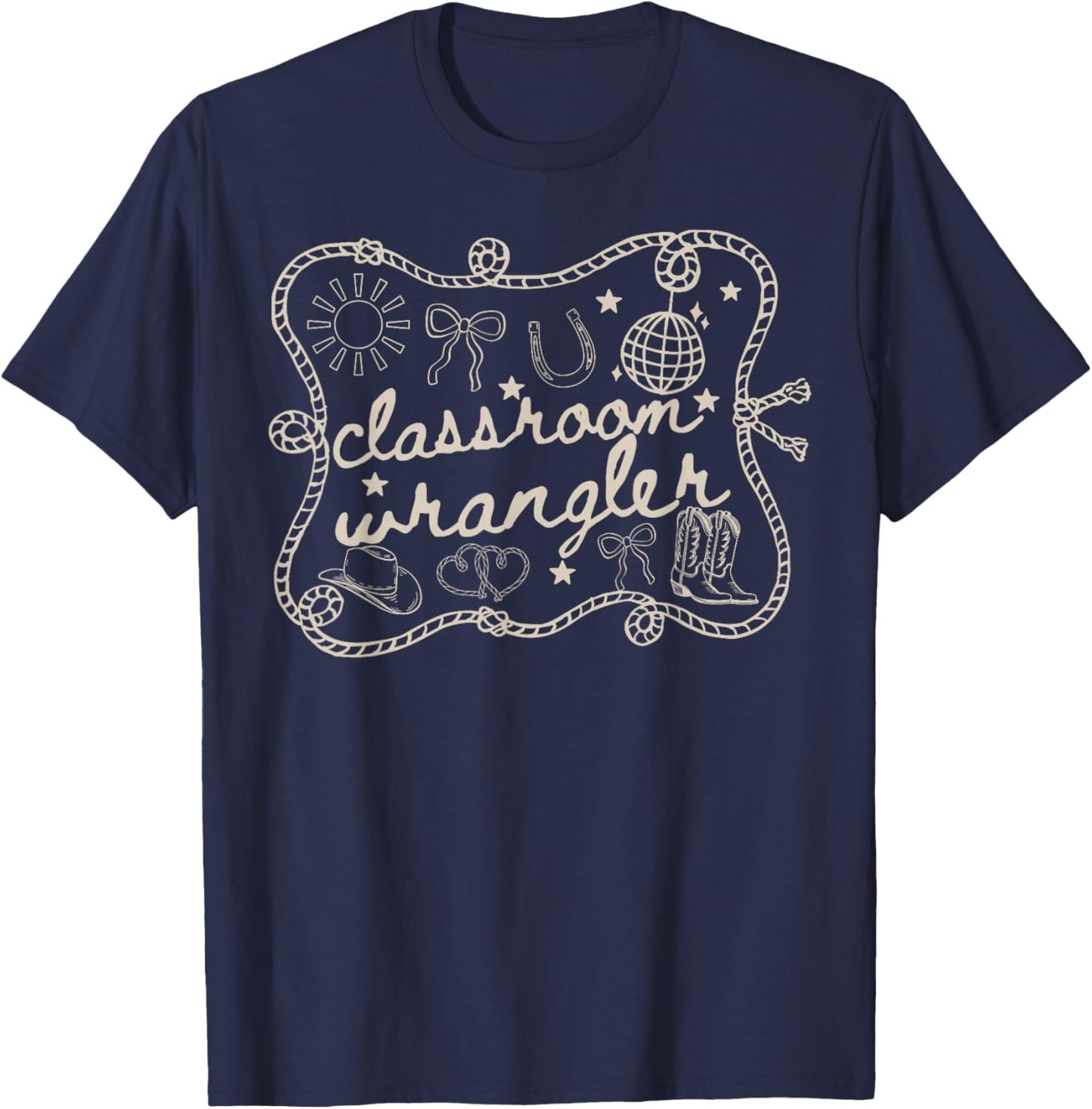 Classroom Wrangler Teacher Western Cowboy Back to School T-Shirt - T-Shirt | Navy