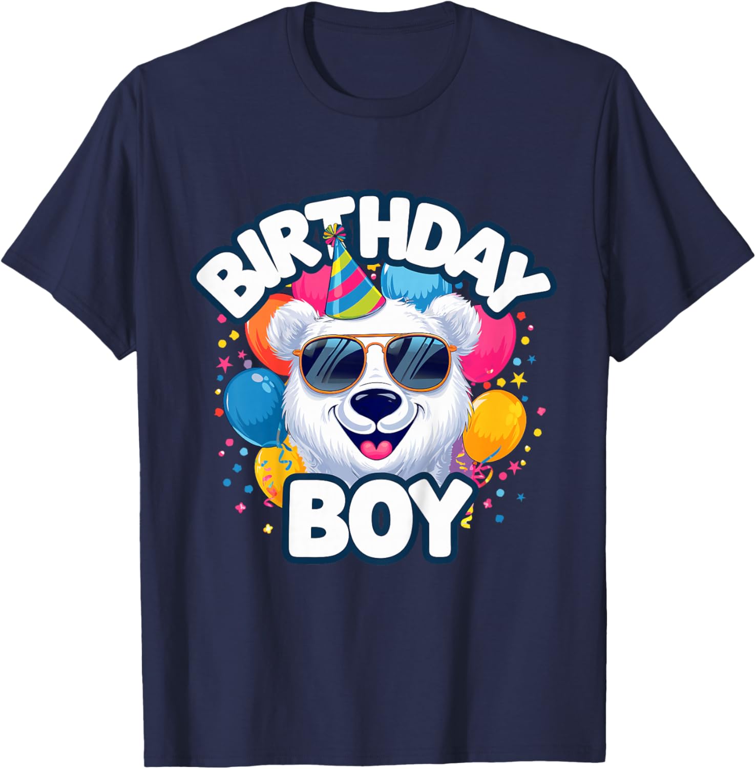 Kids Birthday Boy Polar Bear Kids T-Shirt - T-Shirt | Navy