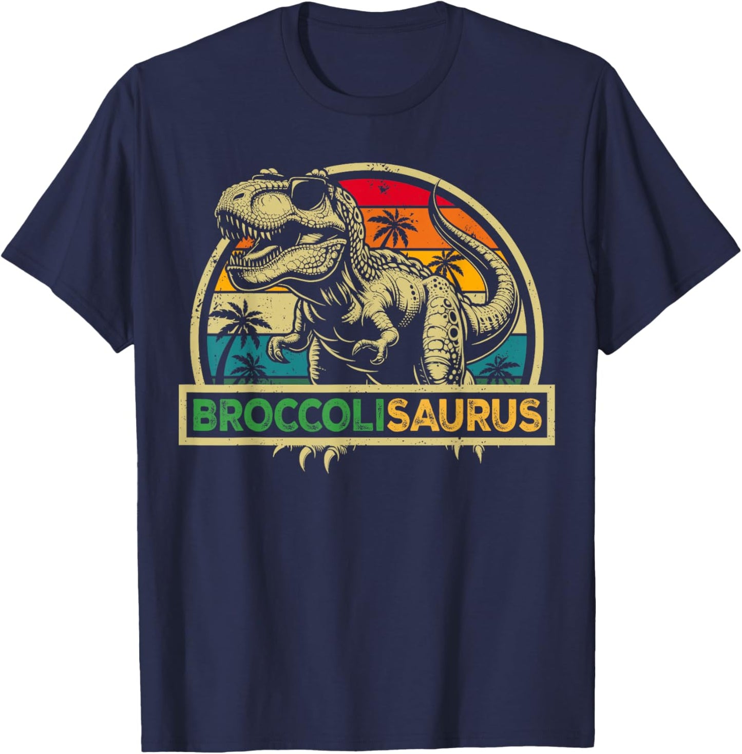 Broccolisaurus TRex Dinosaur Broccoli Saurus Family Matching T-Shirt - T-Shirt | Navy