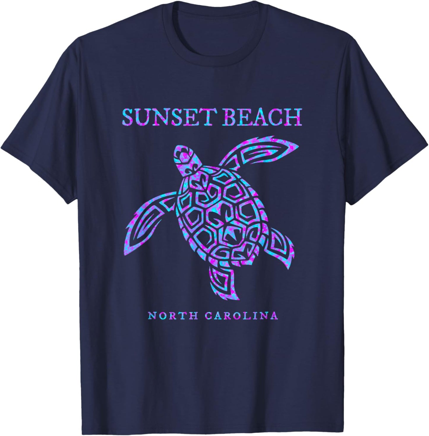 Sunset Beach North Carolina Sea Turtle Beach Vacation T-Shirt - T-Shirt | Navy