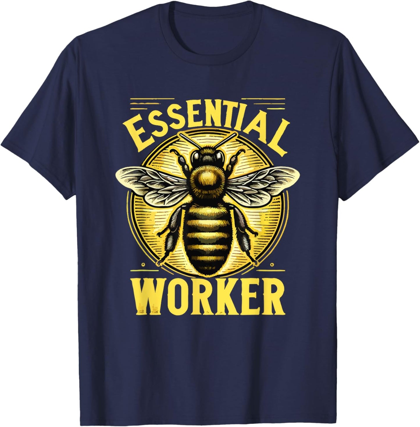 Essential Worker Beekeeper Beekeeping Hive Bees Retro T-Shirt - T-Shirt | Navy