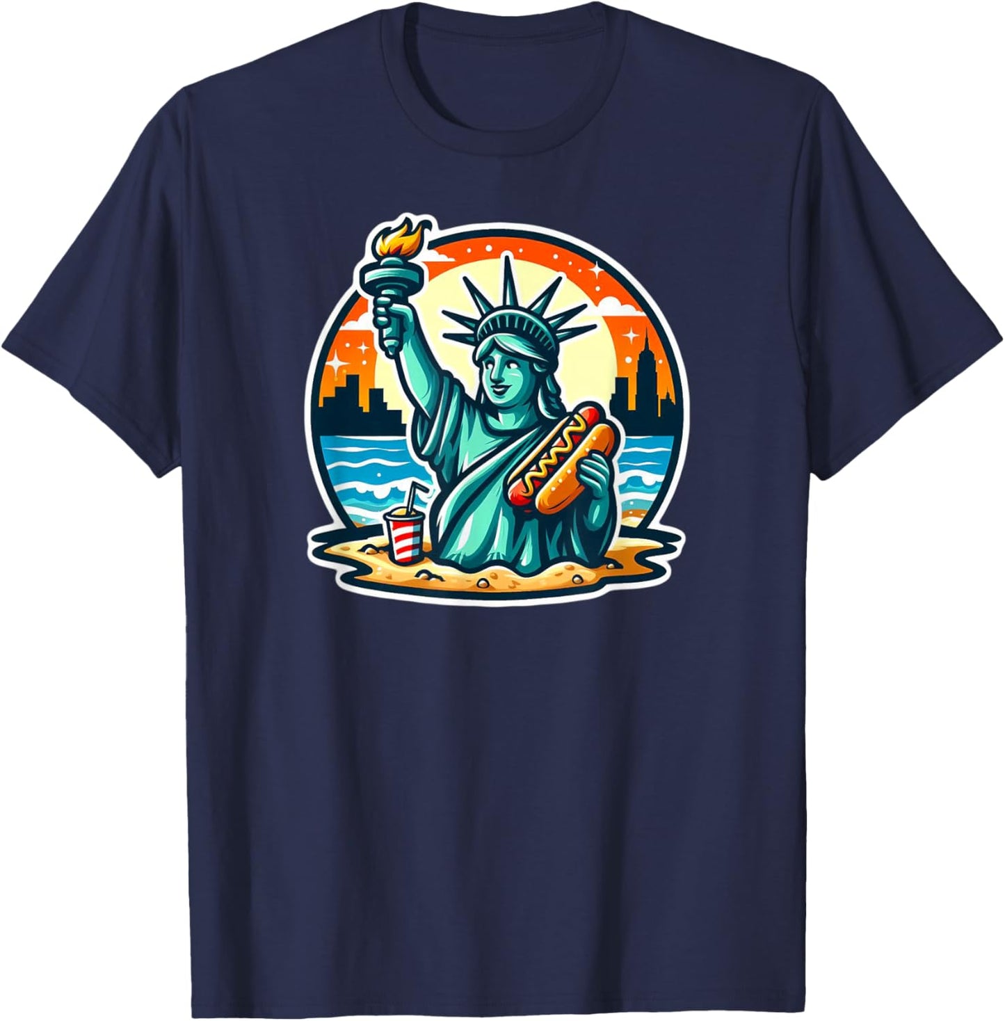New York Hot Dogs NYC Souvenir NYC T-Shirt - T-Shirt | Navy