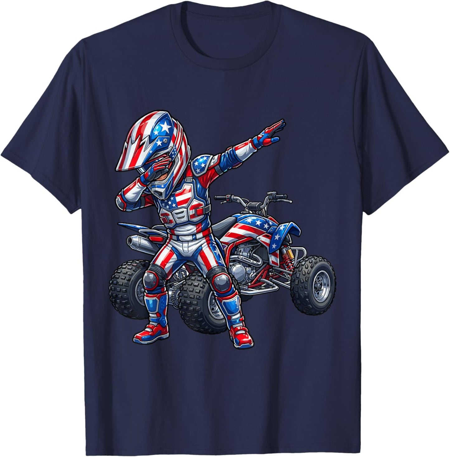 4 Wheeler ATV Quad USA American Flag Boys Kids T-Shirt - T-Shirt | Navy