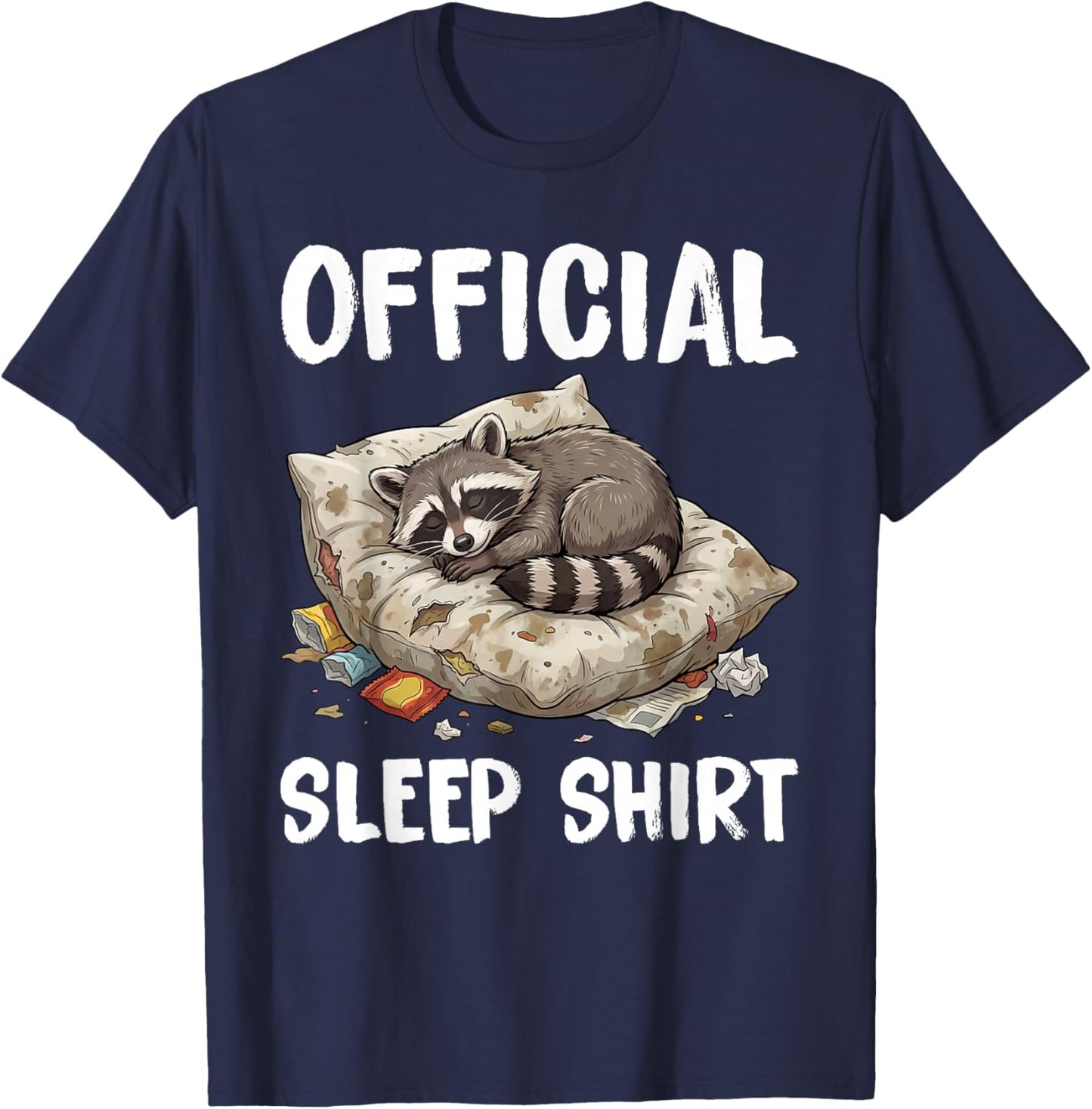 Cute Raccoon Official Sleep Shirt Pajamas Nightgown T-Shirt - T-Shirt | Navy