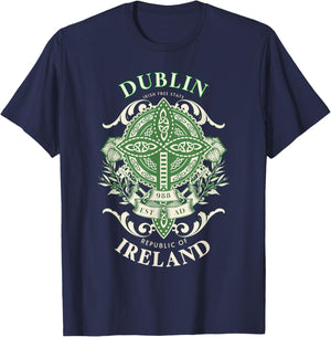Dublin Irland Keltisches Kreuz Vorfahren Irisches Erbe T-Shirt - T-Shirt | Navy
