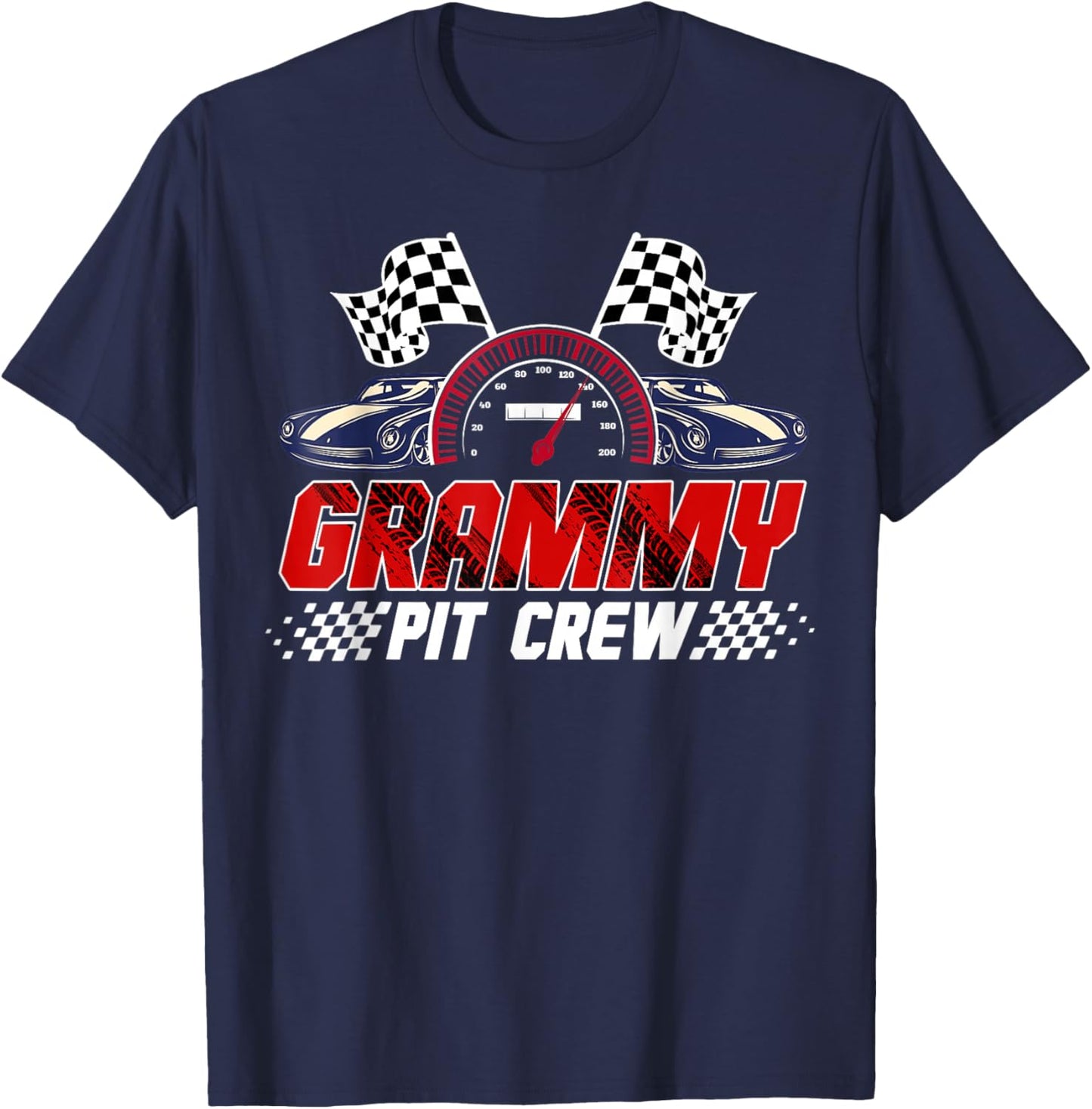 Race Car Birthday Party Racing Family Grammy Pit Crew T-Shirt - T-Shirt | Navy