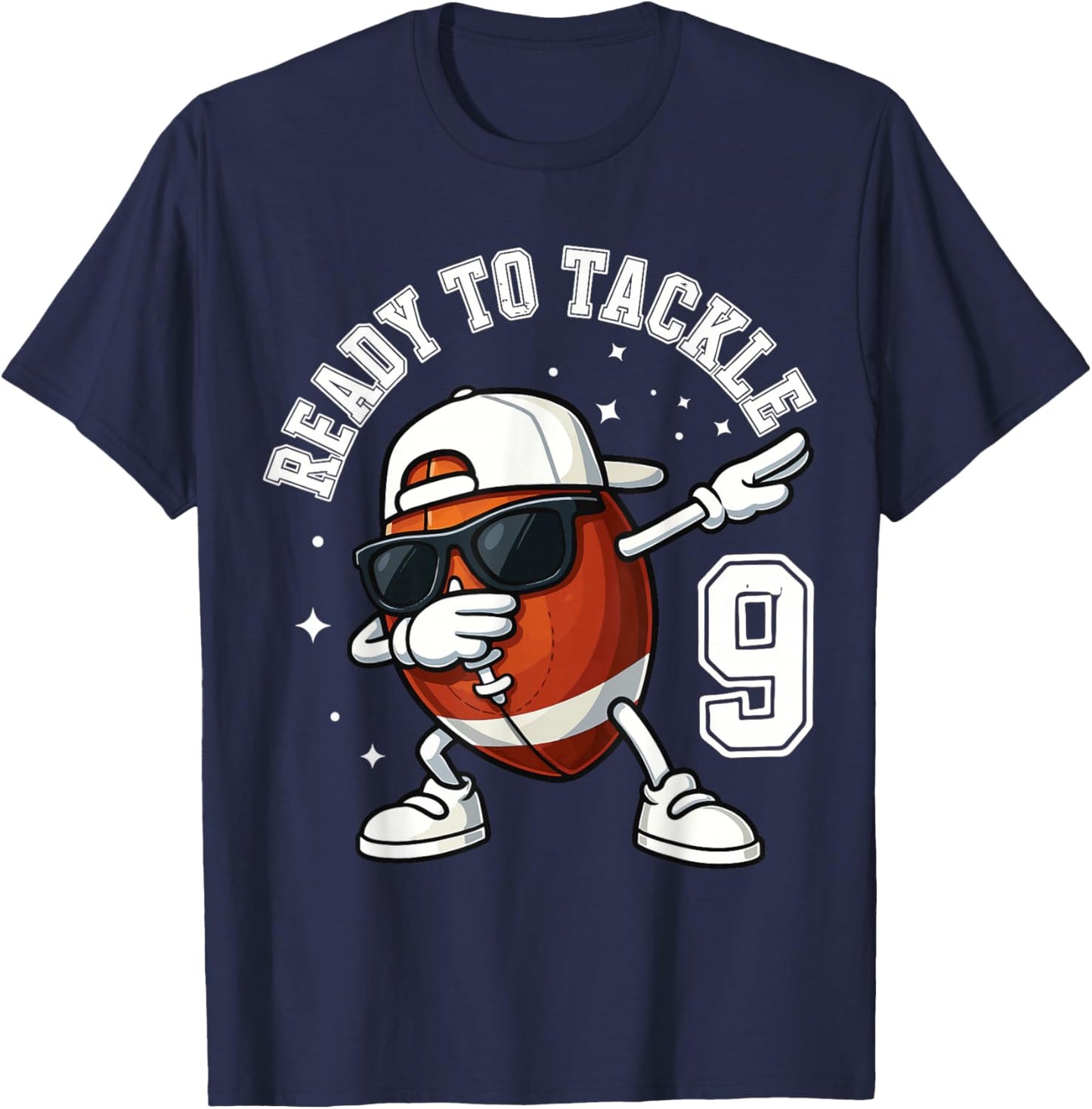 Ready to Tackle 9 Football Party T-Shirt - T-Shirt | Navy
