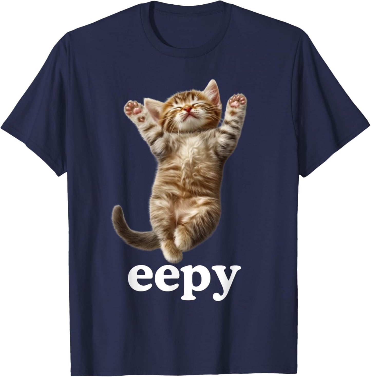 Adult Cat Meme , Black, Small, Short Sleeve T-Shirt - T-Shirt | Navy