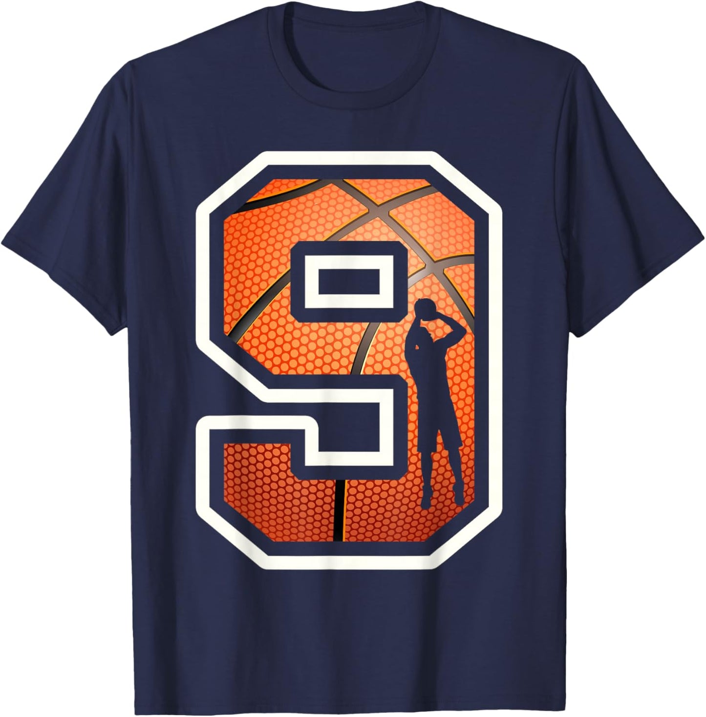 9th Birthday Basketball Player 9 Years Old Nine Sporty Bday T-Shirt - T-Shirt | Navy