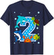 2nd Birthday Party 2 Year Old Sea Fish Aquarium Boy T-Shirt - T-Shirt | Navy