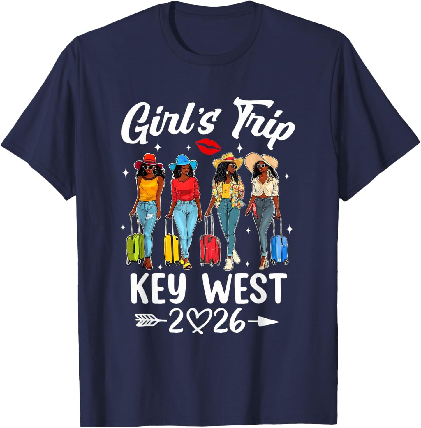 Key West Girls Trip 2026 Birthday Squad Women Vacation T-Shirt - T-Shirt | Navy