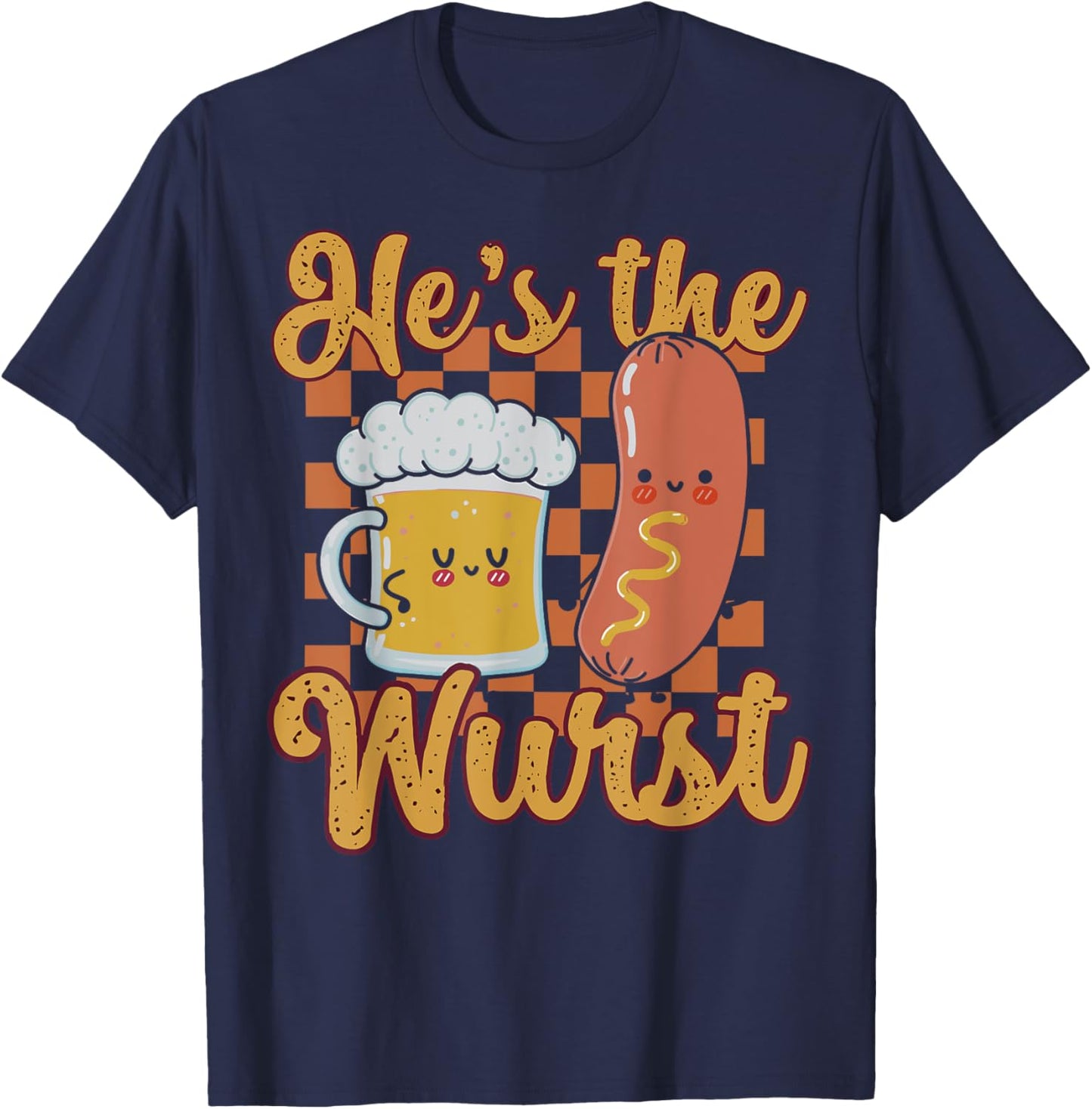 Oktoberfest German Drinking He's The Wurst Couple Matching T-Shirt - T-Shirt | Navy