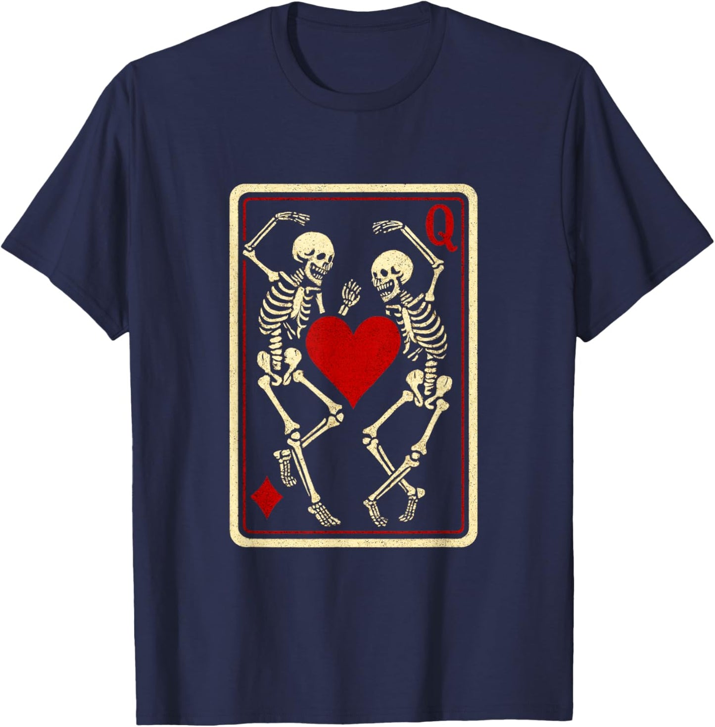 Skeleton Card Goth Emo T-Shirt - T-Shirt | Navy