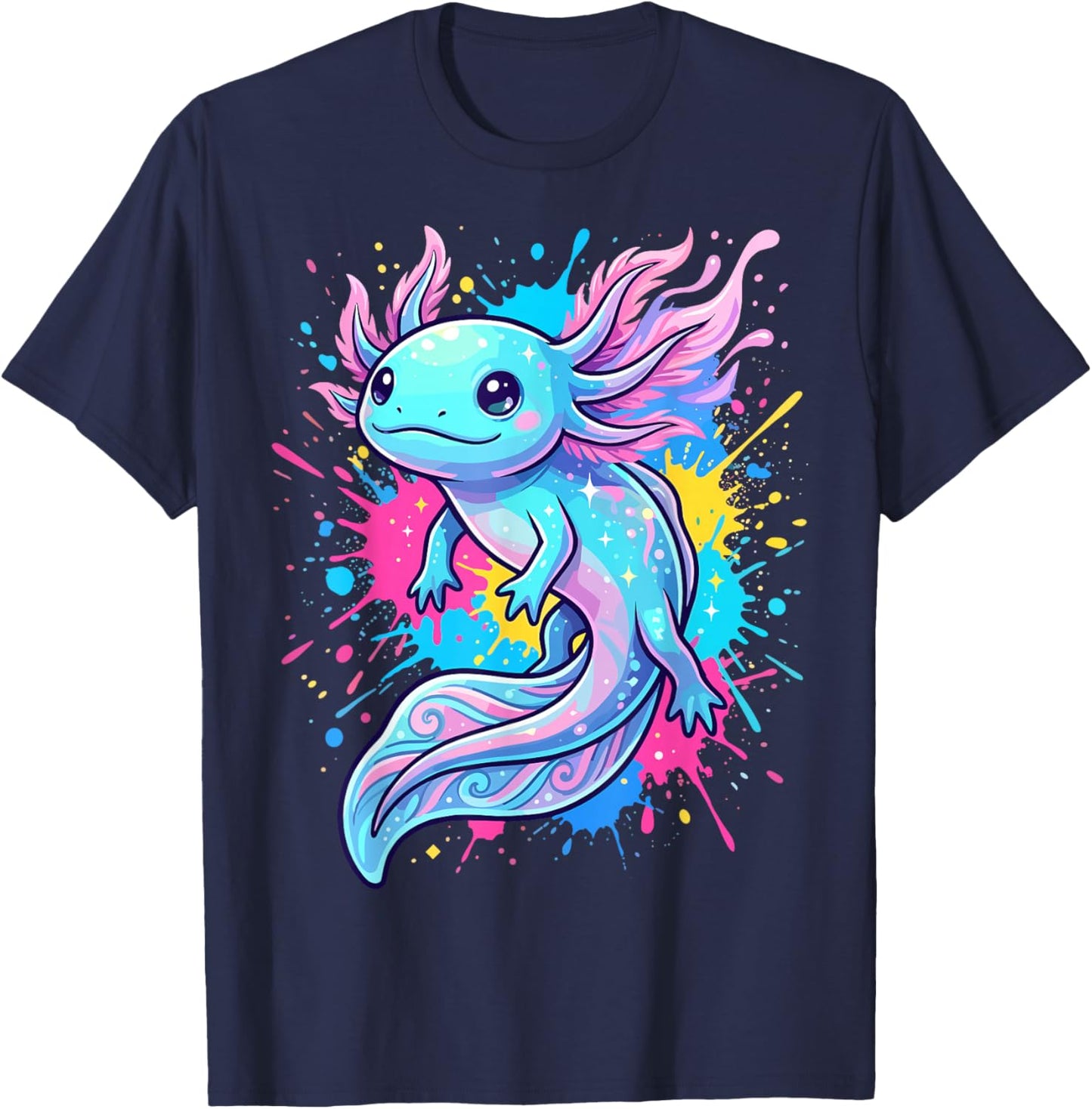 Axolotls Lover Beautiful Colorful Axolotl T-Shirt - T-Shirt | Navy