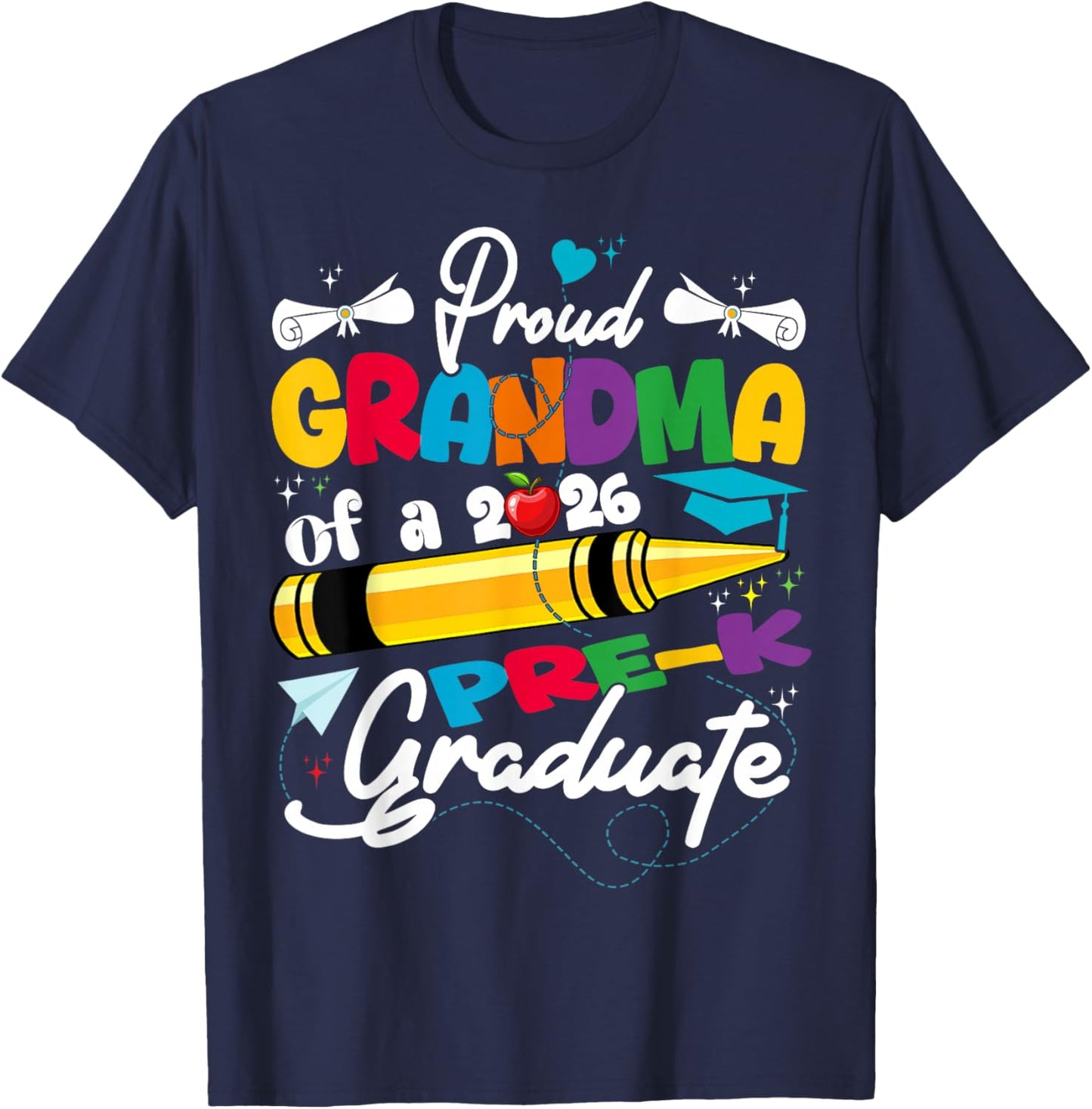 Proud Grandma of 2026 Pre-K Graduate Mothers Day Graduation T-Shirt - T-Shirt | Navy