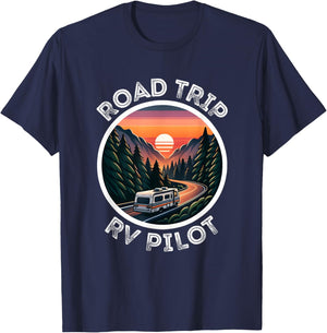 Cute Road Trip Rv Pilot, Awesome Camping RV Camper Apparel T-Shirt - T-Shirt | Navy