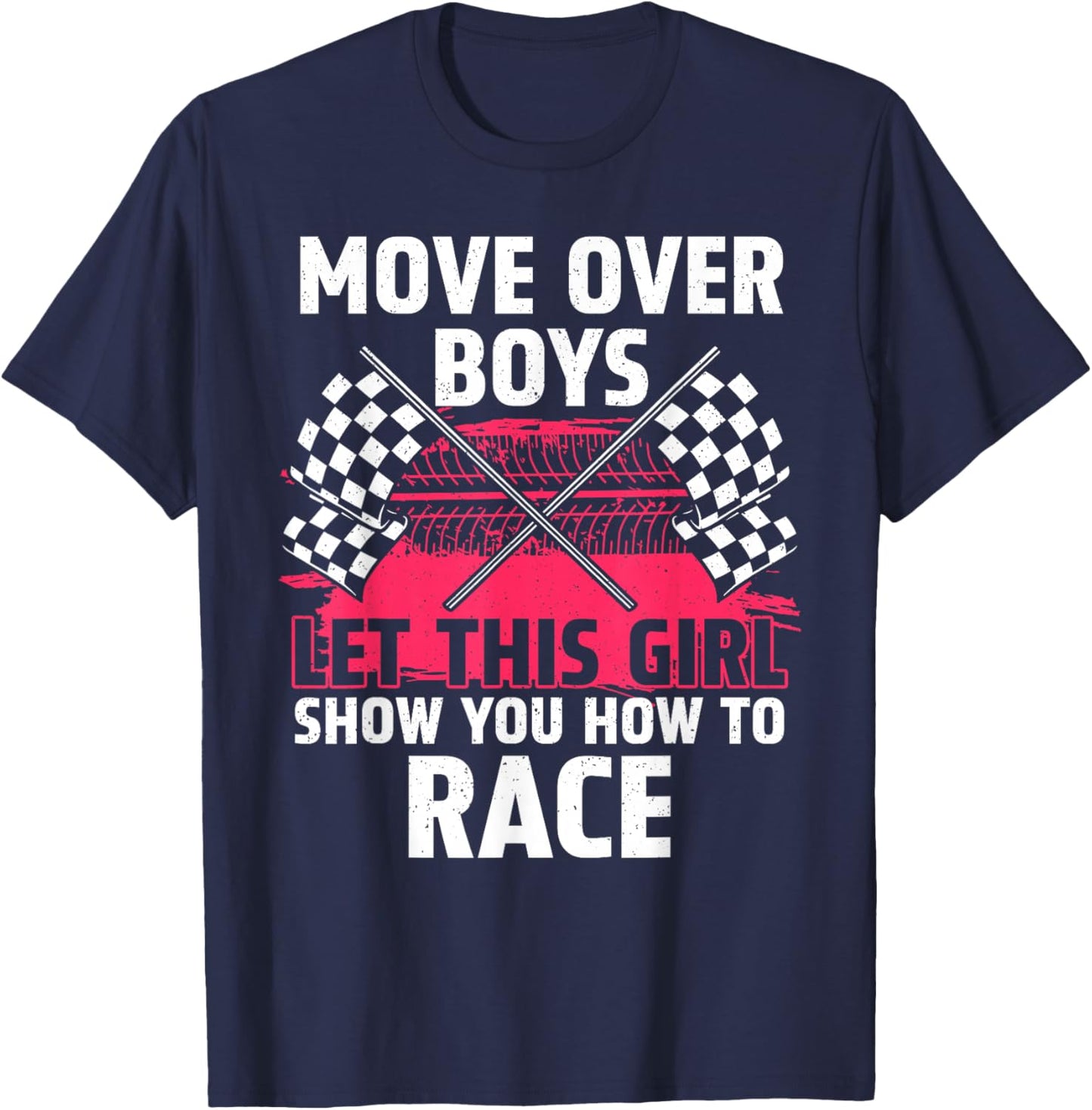 Car Racing Art Girls Race Track Race Car Driver T-Shirt - T-Shirt | Navy