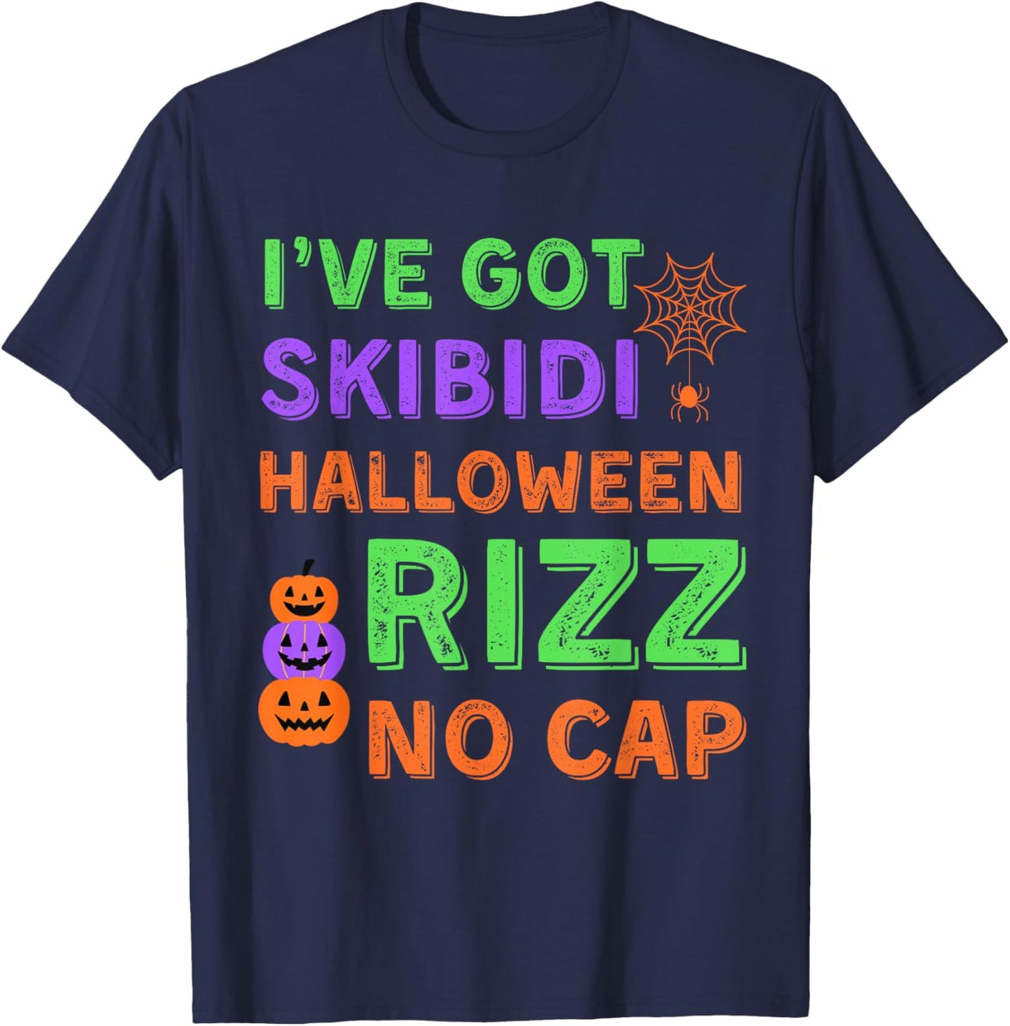 Skibidi Halloween Rizz - Funny Halloween Rizz Shirt T-Shirt - T-Shirt | Navy