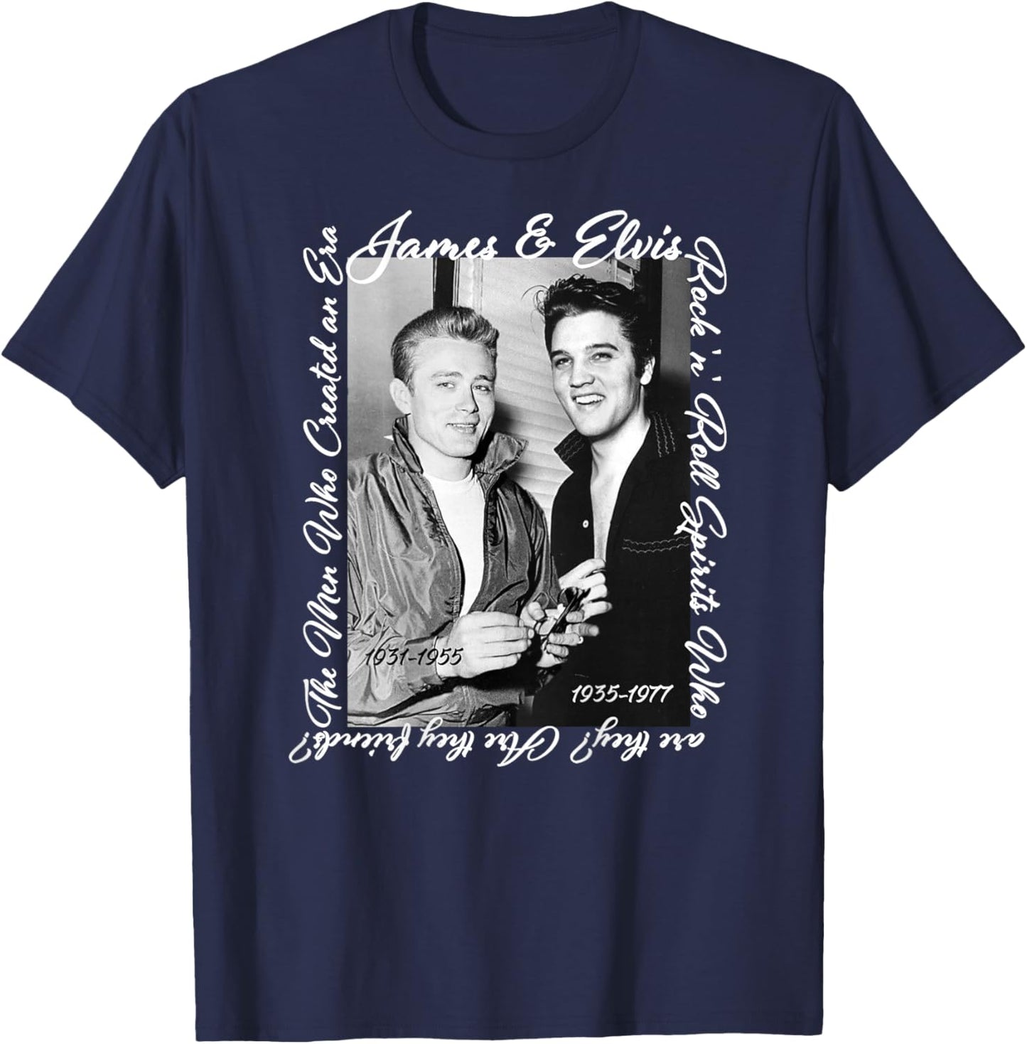 James Dean_Elvis Presley_Back Printed T-Shirt - T-Shirt | Navy