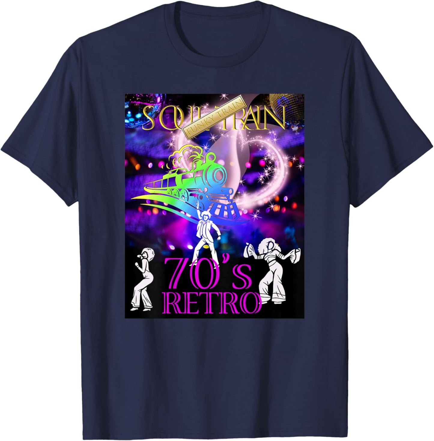 Soul Train_Funky_016_Back Printed T-Shirt - T-Shirt | Navy
