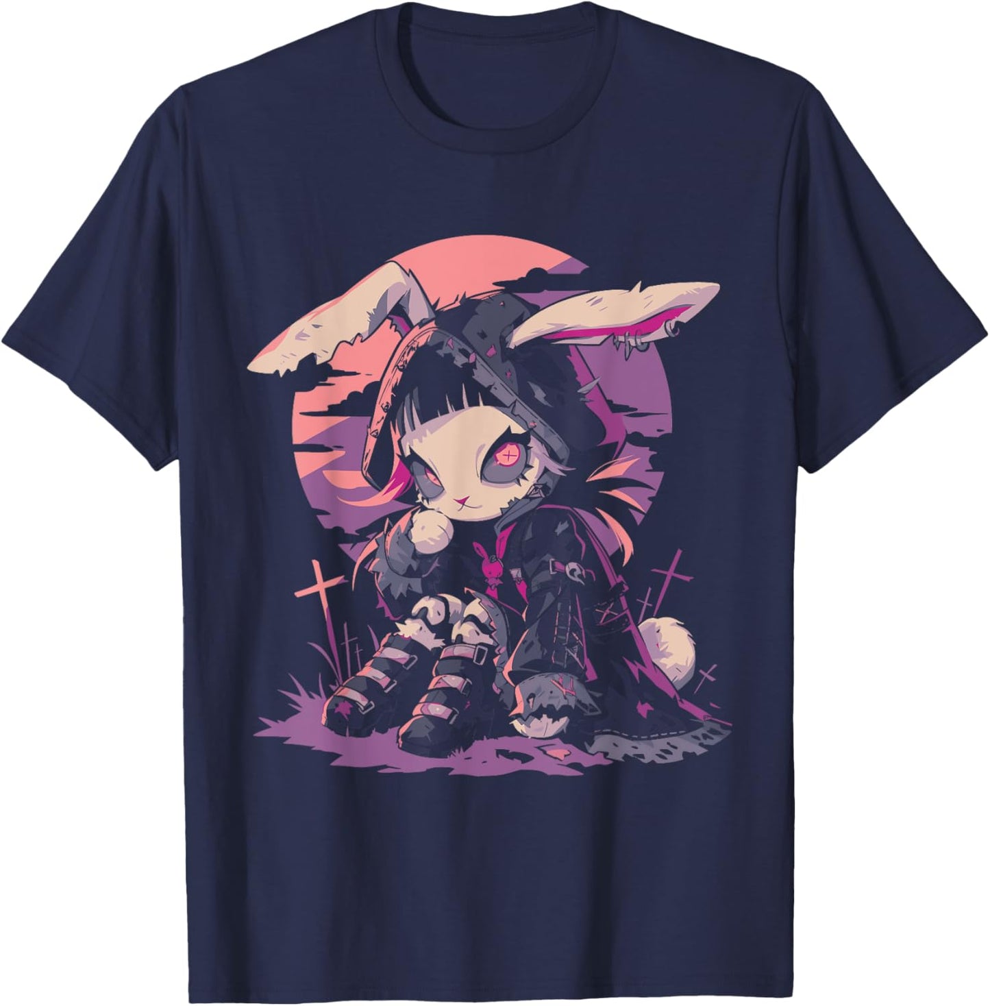 Cute Goth Bunny Witch Cute E-Girl Gothic Outfit Grunge T-Shirt - T-Shirt | Navy