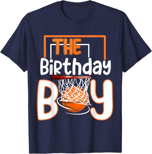 Boy Of The Birthday Basketball Family Matching Bday Party T-Shirt - T-Shirt | Navy
