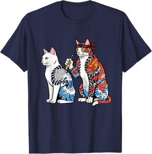 Cat Tattooing Cat Funny Meme Inked Kitty Humor Tattoo Artist T-Shirt - T-Shirt | Navy