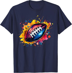 Football Designs. Football Graphic - Black, Small, Short Sleeve T-Shirt - T-Shirt | Navy