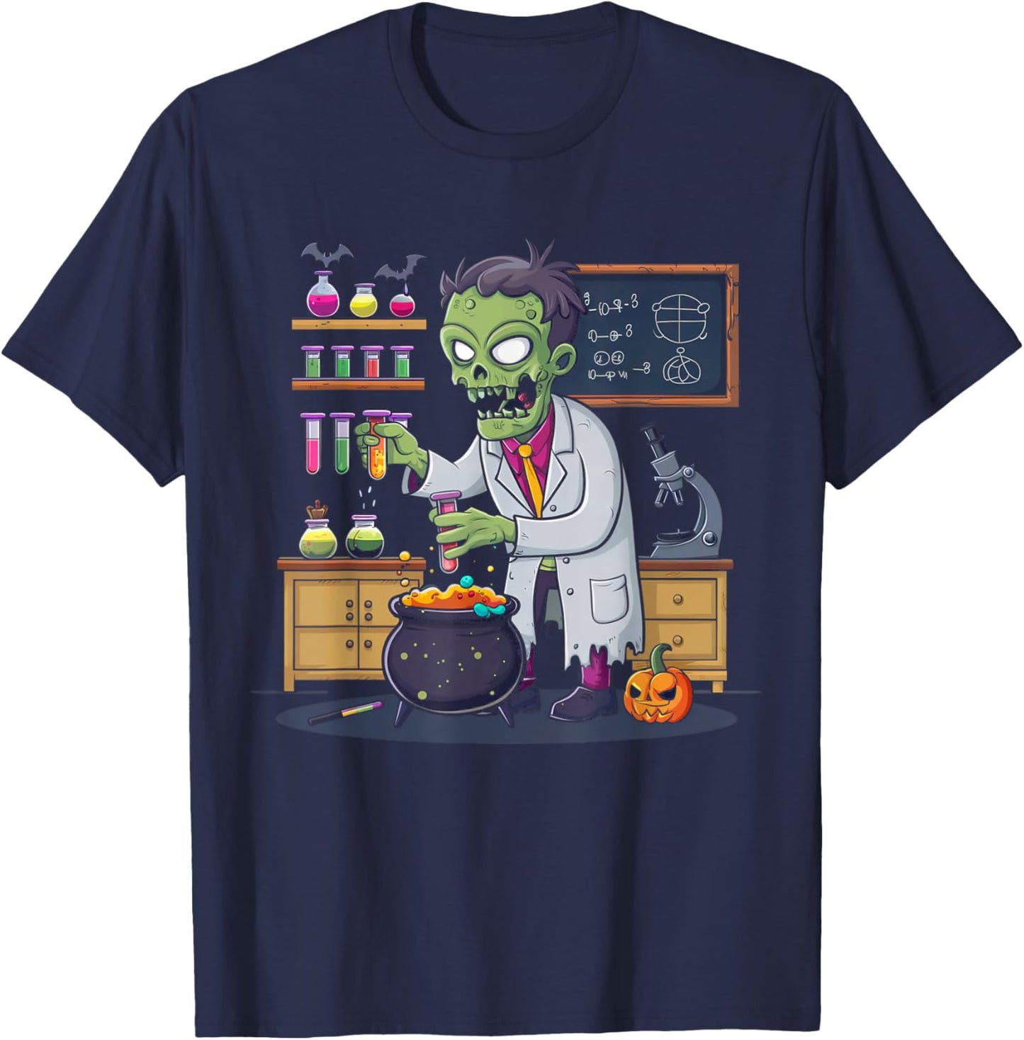 Science Teacher Halloween Shirt Zombie Chemistry Scientist T-Shirt - T-Shirt | Navy