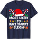 Most Likely To Race Santa's Sleigh Christmas Family Matching T-Shirt - T-Shirt | Navy