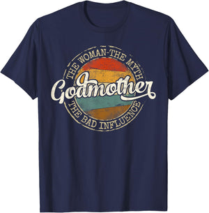 Godmother Woman Myth Bad Influence Vintage Stamp Mother Day T-Shirt - T-Shirt | Navy