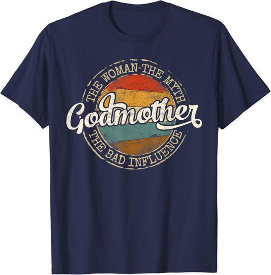 Godmother Woman Myth Bad Influence Vintage Stamp Mother Day T-Shirt - T-Shirt | Navy