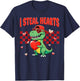 I Steal Hearts T Rex Dino Valentines Day T-Shirt - T-Shirt | Navy