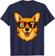 Funny Corgi Dog Sunglasses 67 Six Seven Meme T-Shirt - T-Shirt | Navy
