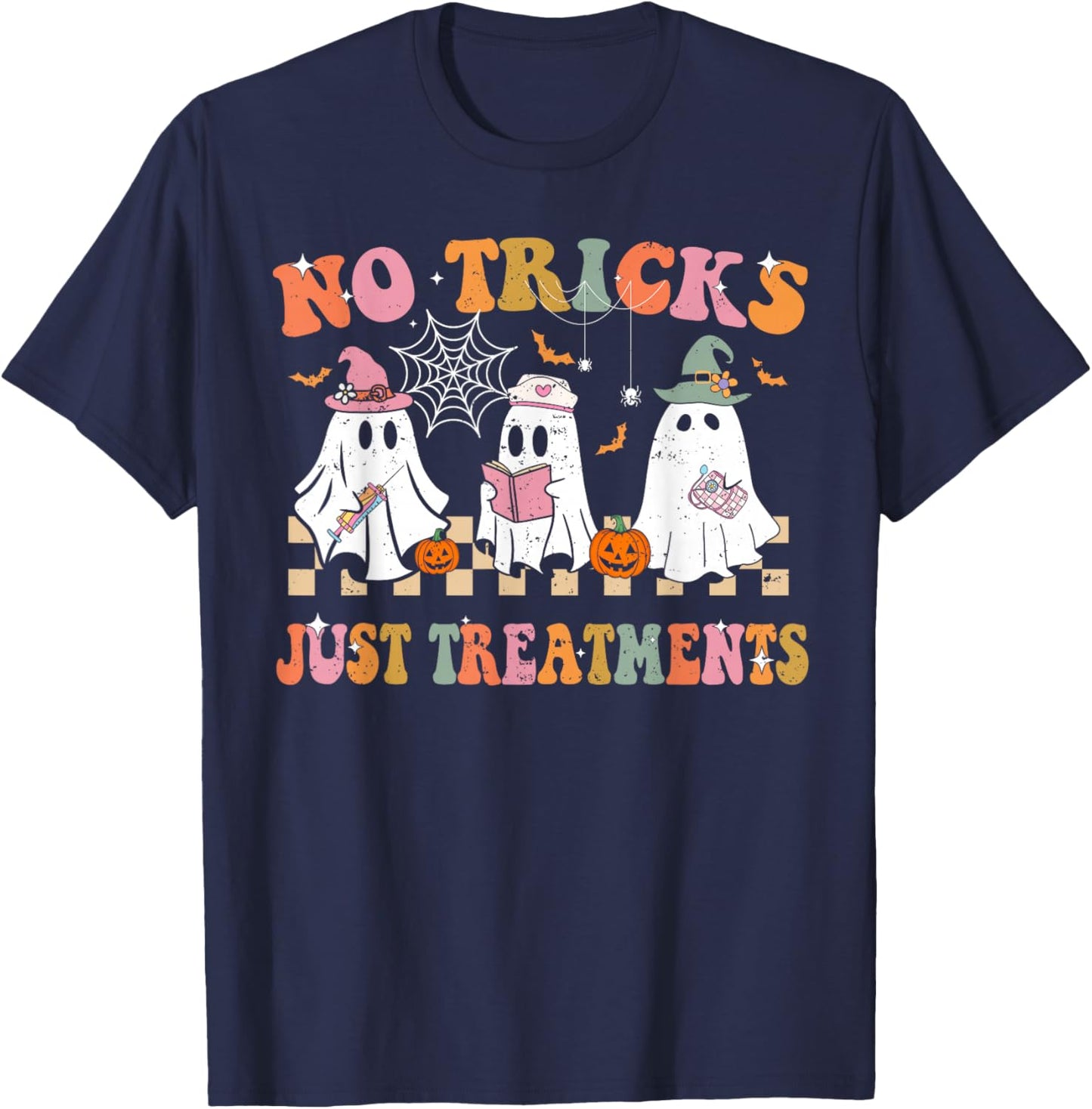 Funny Nurse Ghost for Scrub Life & Nursing Halloween Lovers T-Shirt - T-Shirt | Navy